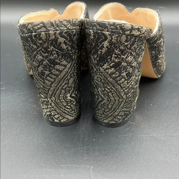 Louise et Cie Black and Gold Mules with Shimmery Finish - Picture 5 of 8